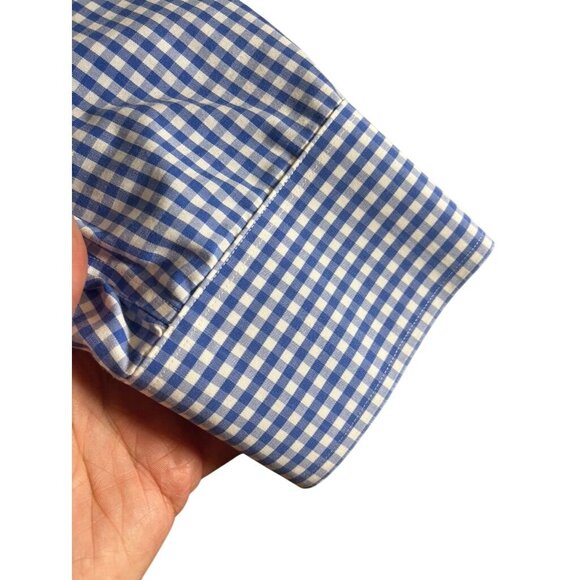 Bonobos Shirt Men 17.5 Blue Gingham Button Down Office Checks Collar Plaid Work - Picture 6 of 13